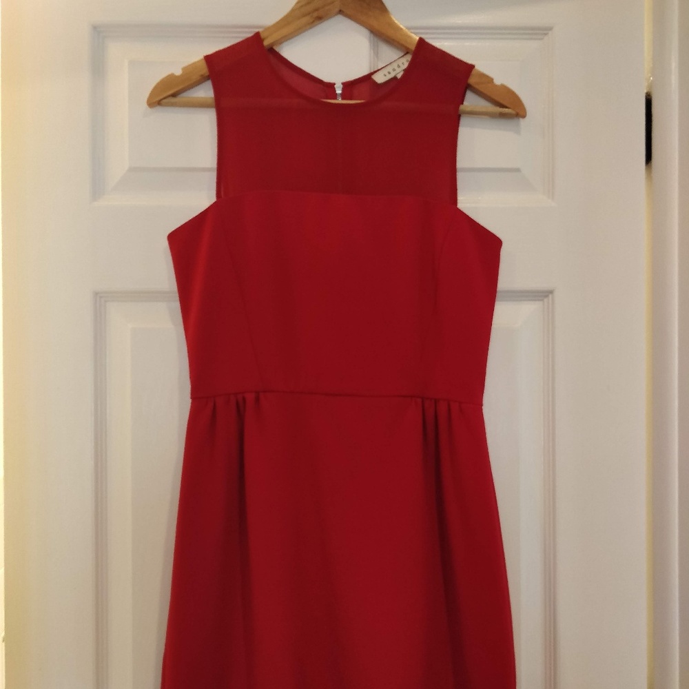 Sandro Red Mini Dress with Sheer Back